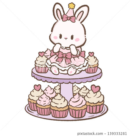 Kawaii Bunny Cupcake Stand Clipart Cute Birthday Dessert Bunny Sweet Party Cupcake Tower Illustration Kawaii Bunny Cupcake Stand Clipart Cute Birthday Dessert Bunny Sweet Party Cupcake Tower Illustration 139333281