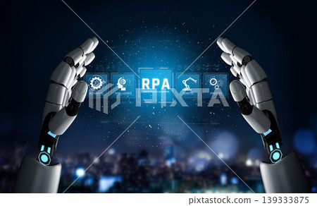Futuristic robotic hands showcase RPA concept, highlighting automation and intelligence with sleek digital icons against a modern technological backdrop. Sigmoid Futuristic robotic hands showcase RPA concept, highlighting automation and intelligence with sleek digital icons against a modern technological backdrop. Sigmoid 139333875