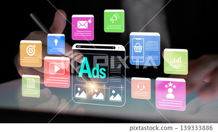 Modern Digital Advertising Strategy with Interactive Elements and Visual Icons for Marketing Professionals and Business Growth Opportunities Fluxor Modern Digital Advertising Strategy with Interactive Elements and Visual Icons for Marketing Professionals and Business Growth Opportunities Fluxor 139333886