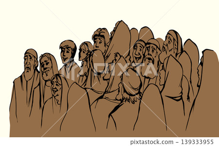 Vector illustration of a crowd listening to a speaker. 139333955