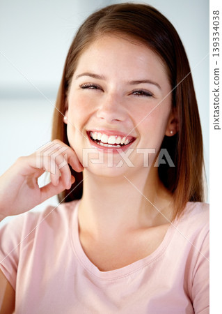 Pride, portrait and young woman in the office with positive, good and confident attitude. Happy, creative career and face of professional female designer from Australia with smile in modern workplace 139334038