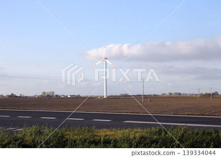 The installed wind turbine generates electricity. The installed wind turbine generates electricity. 139334044