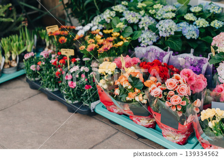 Beautiful colorful flowers in a Flower shop. Selective focus. 139334562