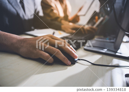 Accounting company provide finance and taxation planning for profitable cash flow, Auditor accountant working in office, analyze financial data and accounting record with calculator 139334818
