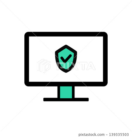 Secure Monitor Icon - Simple and User-Friendly Safety Device Design 139335503