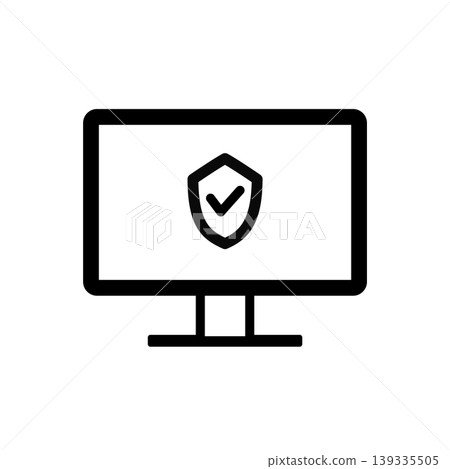 Secure Monitor Icon - Simple and User-Friendly Safety Device Design Secure Monitor Icon - Simple and User-Friendly Safety Device Design 139335505