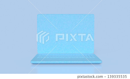 Minimal Blue Laptop Floating in Soft Gradient Background 3d render. Minimal Blue Laptop Floating in Soft Gradient Background 3d render. 139335535