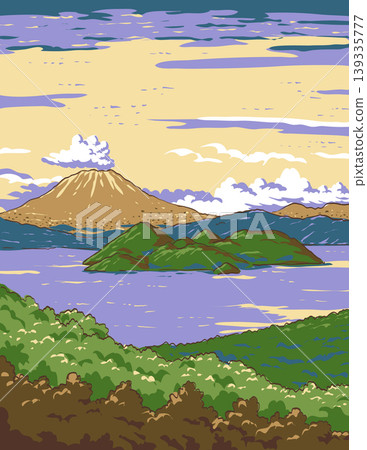 Mount Usu in Shikotsu-Toya National Park Hokkaido Japan WPA Ukiyo-e Poster Art Mount Usu in Shikotsu-Toya National Park Hokkaido Japan WPA Ukiyo-e Poster Art 139335777