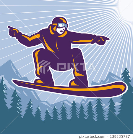 Snowboarder in Olympic National Park in Washington USA WPA Art Snowboarder in Olympic National Park in Washington USA WPA Art 139335787