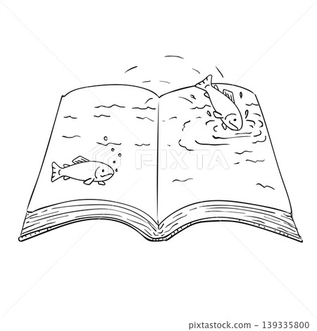 Trout Fish Jumping Out of Book Drawing 139335800
