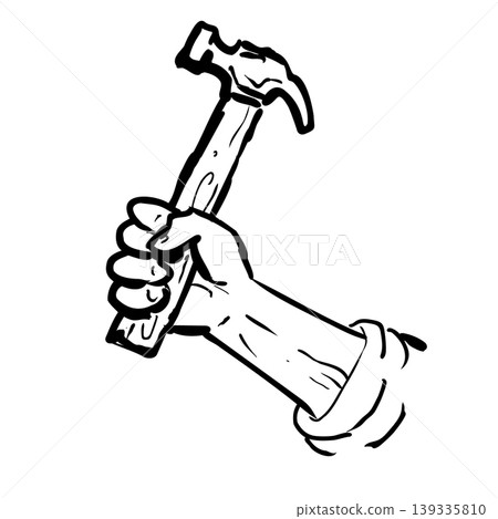 Hand With Hammer Ready to Strike Drawing Hand With Hammer Ready to Strike Drawing 139335810