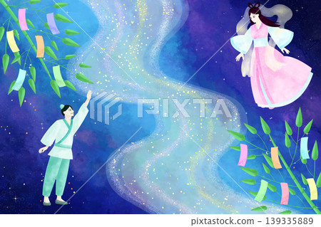 Illustration of Tanabata Orihime and Hikoboshi Illustration of Tanabata Orihime and Hikoboshi 139335889