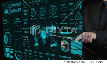 Digital Supply Chain Management Dashboard Displaying Complex Data and Graphs for Business Analytics and Decision Making Cipher Digital Supply Chain Management Dashboard Displaying Complex Data and Graphs for Business Analytics and Decision Making Cipher 139335900