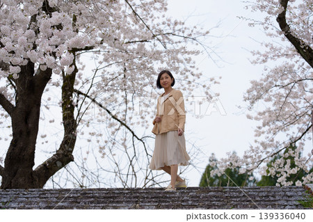 春天，一群老年婦女在公園裡上下樓梯。 139336040