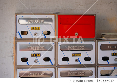 Mail Box in a four story residential building villa, South Korea Mail Box in a four story residential building villa, South Korea 139336052