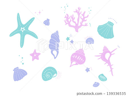 各種貝殼的可愛插圖 139336535