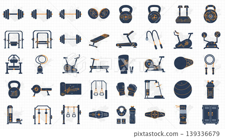 Gym Equipment Icons Collection Vector Line Gym Equipment Icons Collection Vector Line 139336679