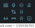 Futuristic Neon Technology Icons on Dark Background Vector Set 139336703