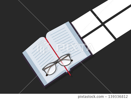 Books are windows to the world. Reading and education can help people to achieve great things. Stock Illustration. 139336812
