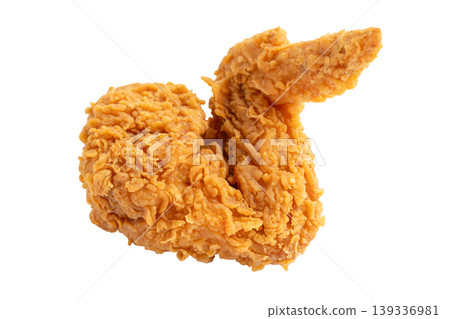 Crispy deep fried dhicken wings isolated on white with clipping path. Crispy deep fried dhicken wings isolated on white with clipping path. 139336981