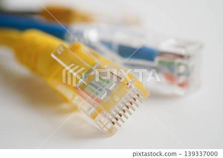 Ethernet cable for connect to wireless router link to internet service provider network. Ethernet cable for connect to wireless router link to internet service provider network. 139337000