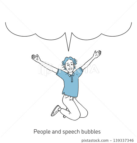 Flying man and speech bubble Flying man and speech bubble 139337346