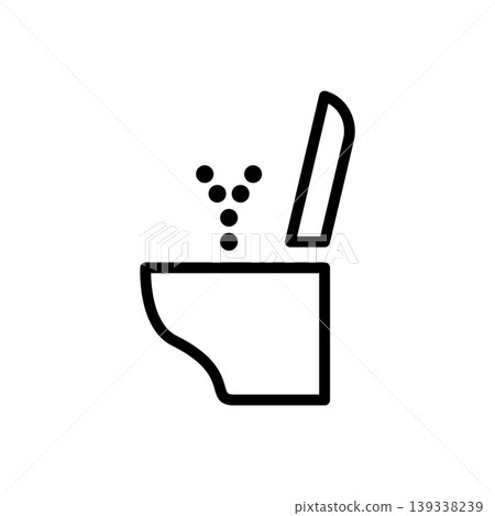 A simple line drawing pictogram of a Western-style toilet with a bidet function, viewed from the side. A simple line drawing pictogram of a Western-style toilet with a bidet function, viewed from the side. 139338239