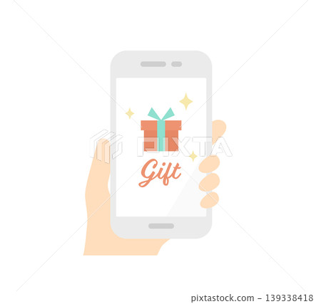 Vector icon for social gifting (electronic gifting) displayed on a smartphone. Flat design. Vector icon for social gifting (electronic gifting) displayed on a smartphone. Flat design. 139338418