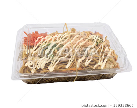 包裝好的速食炒麵（用橡皮筋和蛋黃醬包裝） 139338665