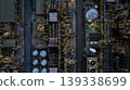 Aerial view Oil and Gas refinery industrial at night, Oil and Gas refinery plant form industry, Refinery plant factory white oil storage tank at night, Oil and Gas refinery plant from industry zone. 139338699