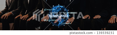 Hands of business people in suits with compliance, law, and regulation icons concept for teamwork and responsibility in corporate governance and ethics Trope Hands of business people in suits with compliance, law, and regulation icons concept for teamwork and responsibility in corporate governance and ethics Trope 139339231