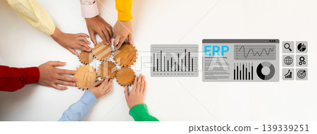 Collaborative Hands Working on Business Strategy and Data Visualization with Gears and Graphs for Effective Teamwork in Modern Corporations Ledger Collaborative Hands Working on Business Strategy and Data Visualization with Gears and Graphs for Effective Teamwork in Modern Corporations Ledger 139339251