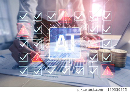 AI Hallucination Concept Showing Robot Processing Incorrect Data and Glitch. Corpus AI Hallucination Concept Showing Robot Processing Incorrect Data and Glitch. Corpus 139339255