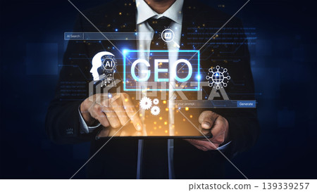Generative AI search interface with GEO concept. Corpus Generative AI search interface with GEO concept. Corpus 139339257