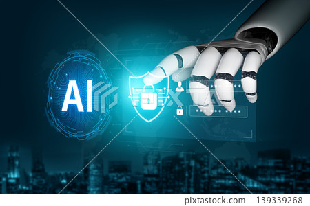 AI Cybersecurity Shield with Data Protection Icons and Circuit Lines. Corpus AI Cybersecurity Shield with Data Protection Icons and Circuit Lines. Corpus 139339268