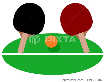 Table Tennis Paddles and Ball Illustration - Ping Pong Sports Equipment Table Tennis Paddles and Ball Illustration - Ping Pong Sports Equipment 139339402