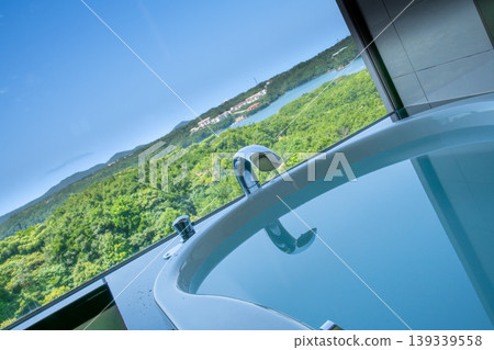 Image of the view from a resort hotel bathroom. 139339558