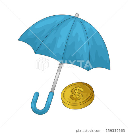 Illustration of Dollar Protect Umbrella Illustration of Dollar Protect Umbrella 139339663