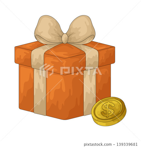 Illustration of Dollar Gift Illustration of Dollar Gift 139339681