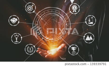 Business achievement and success concept icons Spire Business achievement and success concept icons Spire 139339791