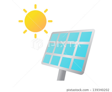 Solar panel icon capturing sunlight for clean energy generation on a bright day Solar panel icon capturing sunlight for clean energy generation on a bright day 139340202