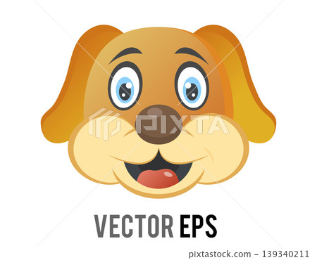 Friendly cartoon dog face with big blue eyes and a happy smile Friendly cartoon dog face with big blue eyes and a happy smile 139340211