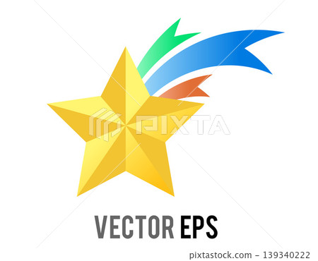 Shooting gradient yellow star illustration with vibrant colorful trails Shooting gradient yellow star illustration with vibrant colorful trails 139340222