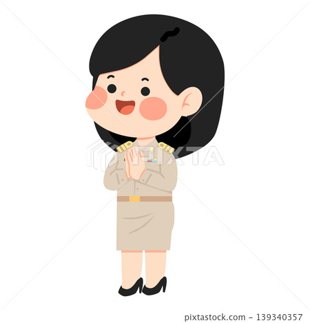 Thai Teacher Greeting With Wai Showing Respect And Culture Thai Teacher Greeting With Wai Showing Respect And Culture 139340357