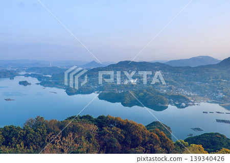View from Ishidake Observatory in the early morning (Sasebo City, Nagasaki Prefecture) View from Ishidake Observatory in the early morning (Sasebo City, Nagasaki Prefecture) 139340426
