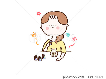 女性在芳香療法的香氣中放鬆身心(療癒、芳香療法、自我照顧) 女性在芳香療法的香氣中放鬆身心(療癒、芳香療法、自我照顧) 139340471