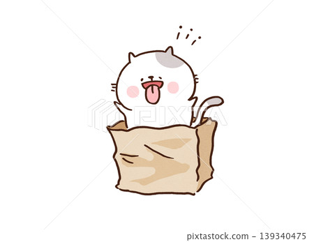 A cat jumps out of a paper bag with great force, surprising its owner. A cat jumps out of a paper bag with great force, surprising its owner. 139340475