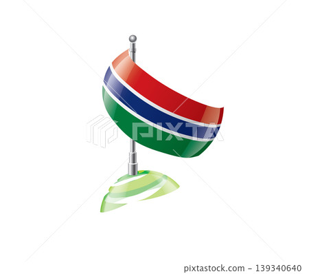 Highly detailed of waving Gambian flag with metallic pole and subtle shadow effects for print 139340640