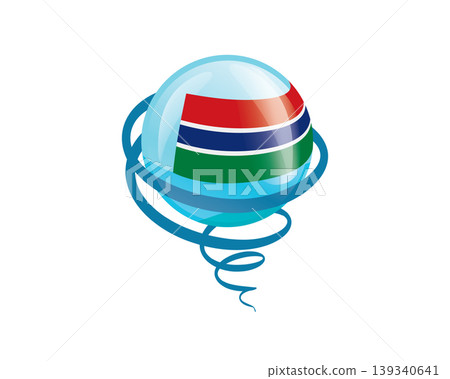 Stylish international icon showcasing Gambian flag within reflective globe design Stylish international icon showcasing Gambian flag within reflective globe design 139340641