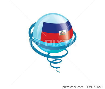 Stylish international icon showcasing Haitian flag within reflective globe design Stylish international icon showcasing Haitian flag within reflective globe design 139340659